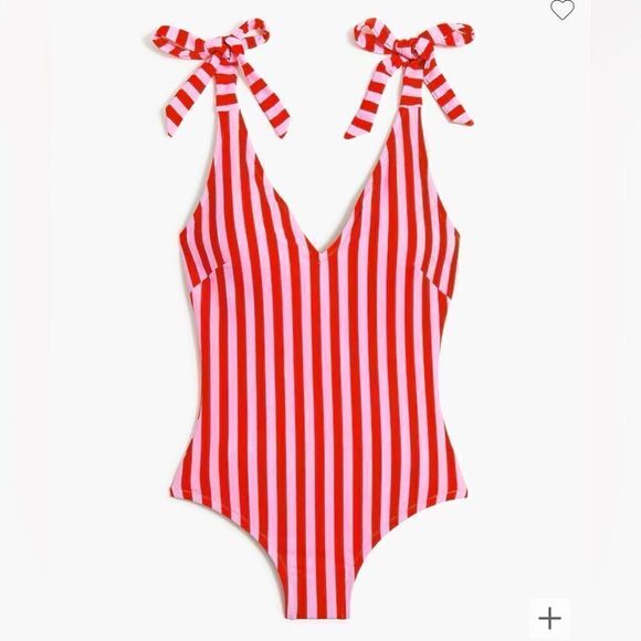 J.Crew Factory Striped tie-shoulder one-piece swimsuit - Picture 4 of 5